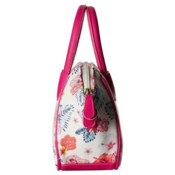 Betsey Johnson MINI PINK & WHITE FLORAL SATCHEL - Picture 4 of 7